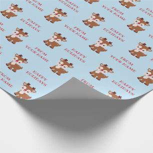 Cute Kawaii Reindeer Personalised Gift Wrap