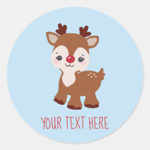 Cute Kawaii Reindeer Personalised Sticker