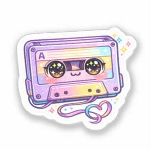 Cute Kawaii Retro Cassette Tape Pastel Purple Musi