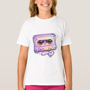 Cute Kawaii Retro Cassette Tape Pastel Purple Musi T-Shirt