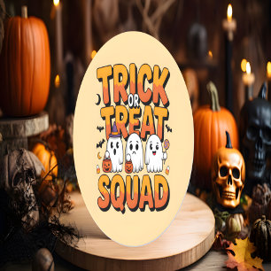 Cute Kawaii Retro Ghost Trick or Treat Halloween Classic Round Sticker