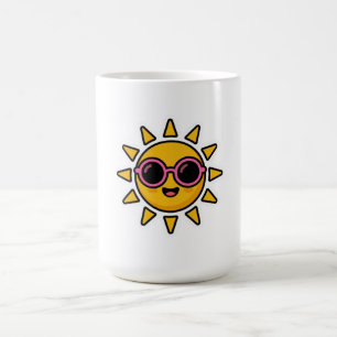 Cute Kawaii Retro Sun Wearing Pink Sunglasses Summ Coffee Mug