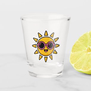 Cute Kawaii Retro Sun Wearing Pink Sunglasses Summ Shot Glass