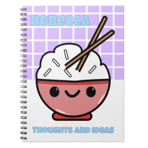 Cute Kawaii Rice Bowl – Personalised  Notebook