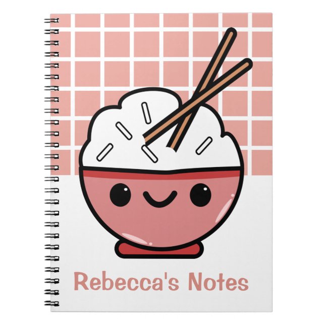 Cute Kawaii Rice Bowl – Personalised  Notebook (Front)