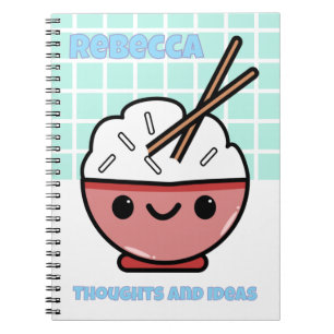 Cute Kawaii Rice Bowl – Personalized  Notebook