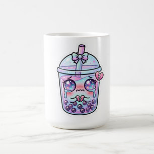 Cute Kawaii Sad Boba Milk Tea Crying with Broken H Coffee Mug