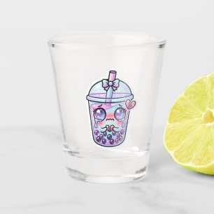 Cute Kawaii Sad Boba Milk Tea Crying with Broken H Shot Glass
