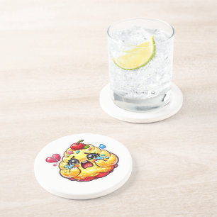 Cute Kawaii Sad Cupcake Crying with Broken Sticker Coaster