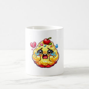 Cute Kawaii Sad Cupcake Crying with Broken Sticker Coffee Mug