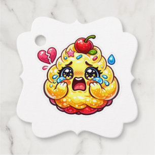 Cute Kawaii Sad Cupcake Crying with Broken Sticker Favour Tags
