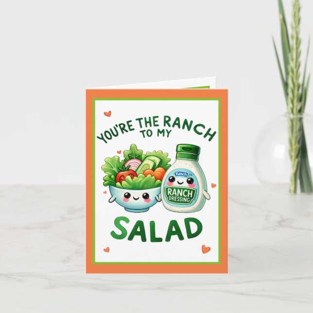 Cute Kawaii Salad and Ranch Thank You Card (Front)
