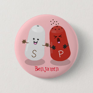 Cute kawaii salt and pepper shakers cartoon 6 cm round badge