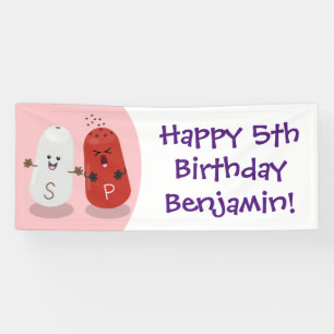 Cute kawaii salt and pepper shakers cartoon banner