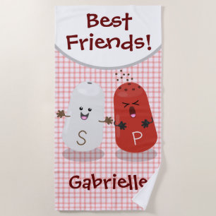Cute kawaii salt and pepper shakers cartoon beach towel