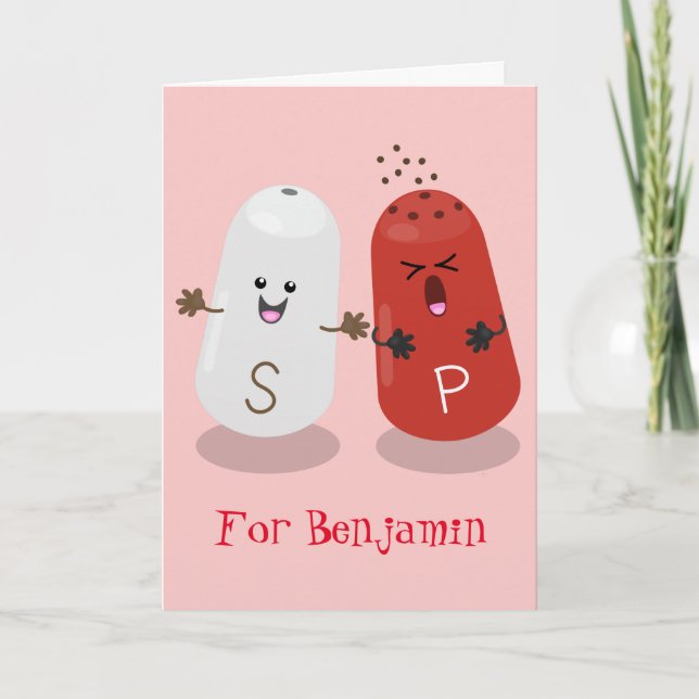 Cute kawaii salt and pepper shakers cartoon card (Front)