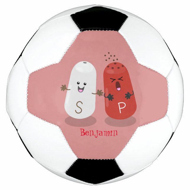 Cute kawaii salt and pepper shakers cartoon football (Front)