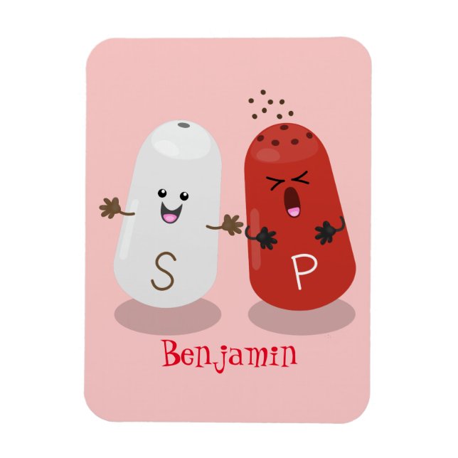 Cute kawaii salt and pepper shakers cartoon magnet (Vertical)