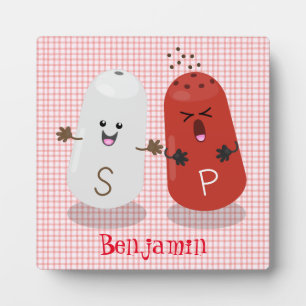 Cute kawaii salt and pepper shakers cartoon plaque