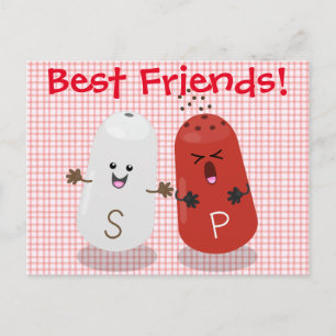 Cute kawaii salt and pepper shakers cartoon postcard
