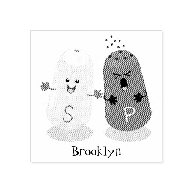 Cute kawaii salt and pepper shakers cartoon rubber stamp (Imprint)
