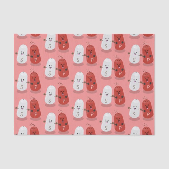 Cute kawaii salt and pepper shakers cartoon tissue paper (Front)