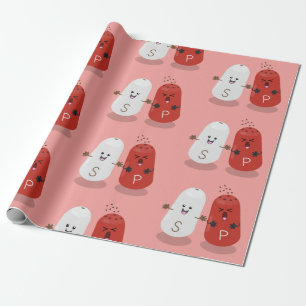 Cute kawaii salt and pepper shakers cartoon wrapping paper