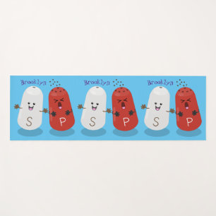 Cute kawaii salt and pepper shakers cartoon yoga mat