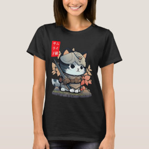 Cute Kawaii Samurai Warrior Kawaii Cat Japanese An T-Shirt