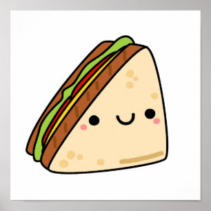 Cute Kawaii Sandwich Poster