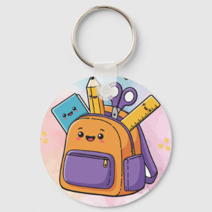 Cute Kawaii School Backpack and Supplies.  Key Ring