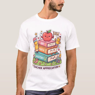 Cute Kawaii School Books Teacher Appreciation T-Shirt