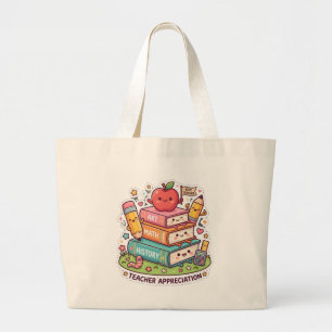 Cute Kawaii School Books Teacher Appreciation Tote