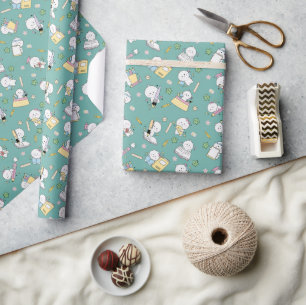 Cute Kawaii School Supplies & Chibi Characters Wrapping Paper