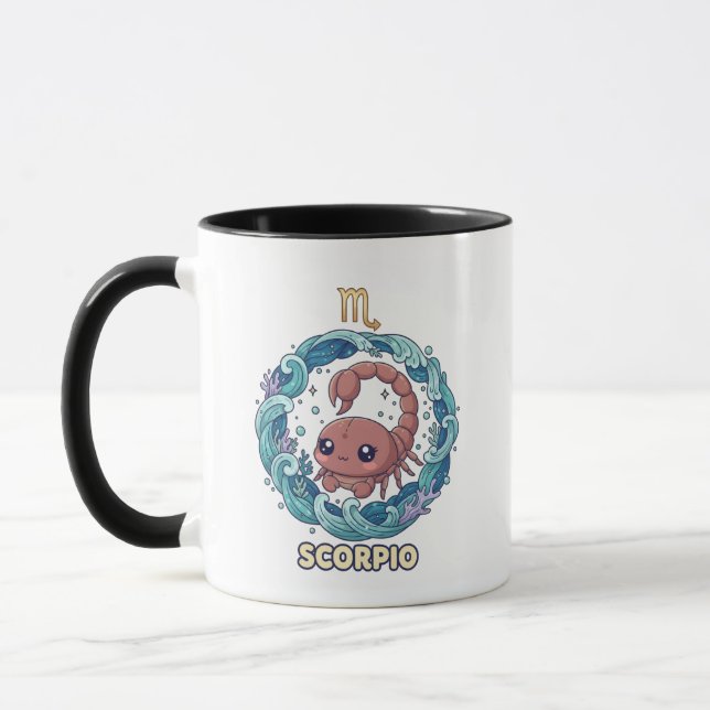 Cute Kawaii Scorpio Zodiac Sign Mug (Left)