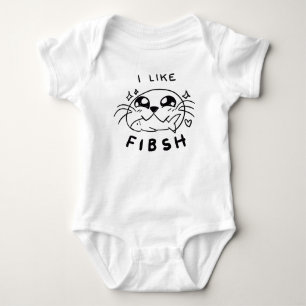 Cute Kawaii Seal Eating Fish Baby Bodysuit