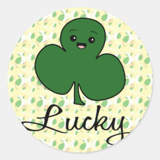 Cute Kawaii Shamrock Classic Round Sticker