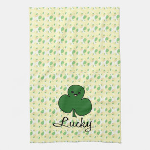 Cute Kawaii Shamrock Tea Towel
