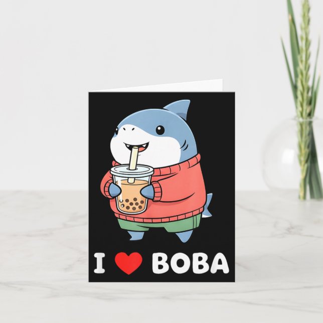 Cute Kawaii Shark Boba Tea Funny Bubble Tea Lover  Card (Front)