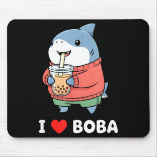 Cute Kawaii Shark Boba Tea Funny Bubble Tea Lover  Mouse Mat