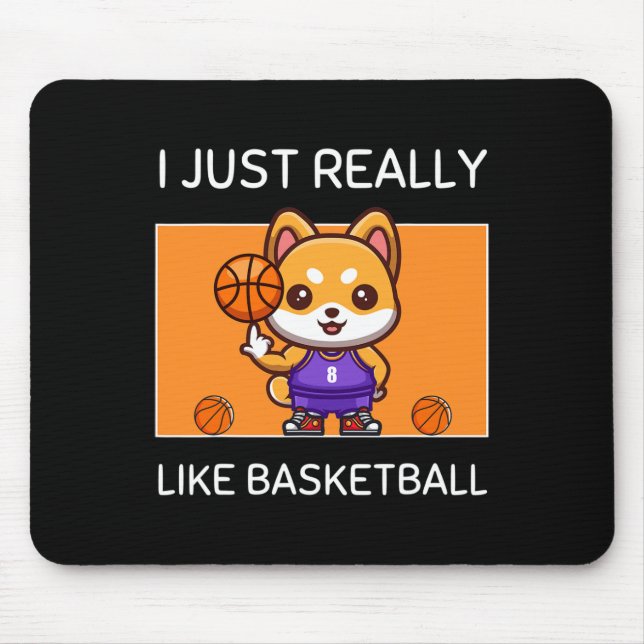 Cute Kawaii Shiba Inu I Just Really Like Basketbal Mouse Mat (Front)