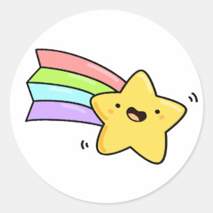 Cute Kawaii Shooting Star Classic Round Sticker