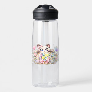 Cute Kawaii Shop Small Business Cat Pastel Pink Fl Water Bottle