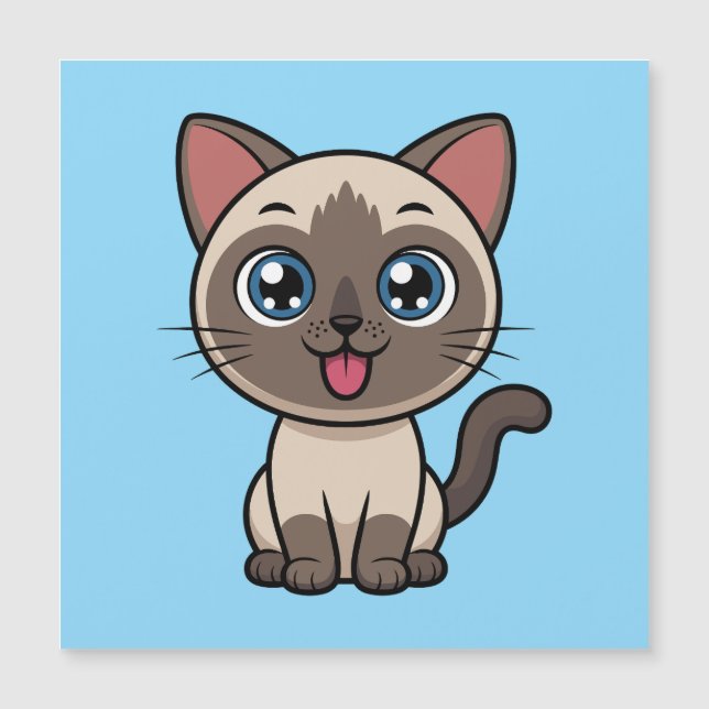 Cute Kawaii Siamese Cat Cartoon - Chibi Kitty (Front)