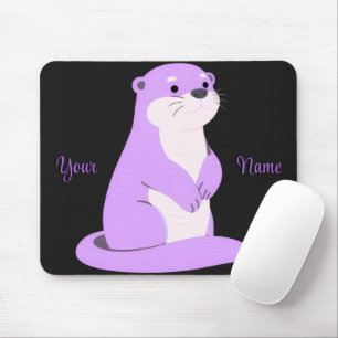 Cute Kawaii Sitting Otter Purple Custom Mousepad