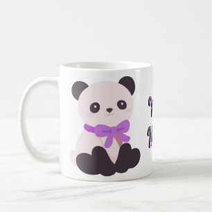 Cute Kawaii Sitting Panda Bear Purple Bow Mug