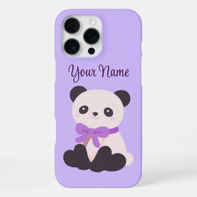Cute Kawaii Sitting Panda Bow Custom Phone Case (Back)