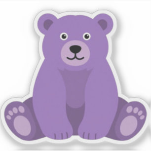 Cute Kawaii Sitting Purple Teddy Bear Vinyl