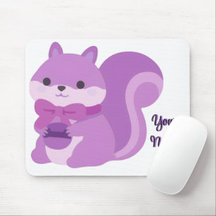 Cute Kawaii Sitting Squirrel Purple Custom Mouse Mat