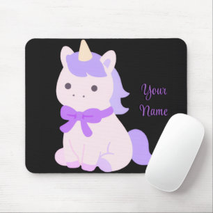 Cute Kawaii Sitting Unicorn Purple Custom Mousepad